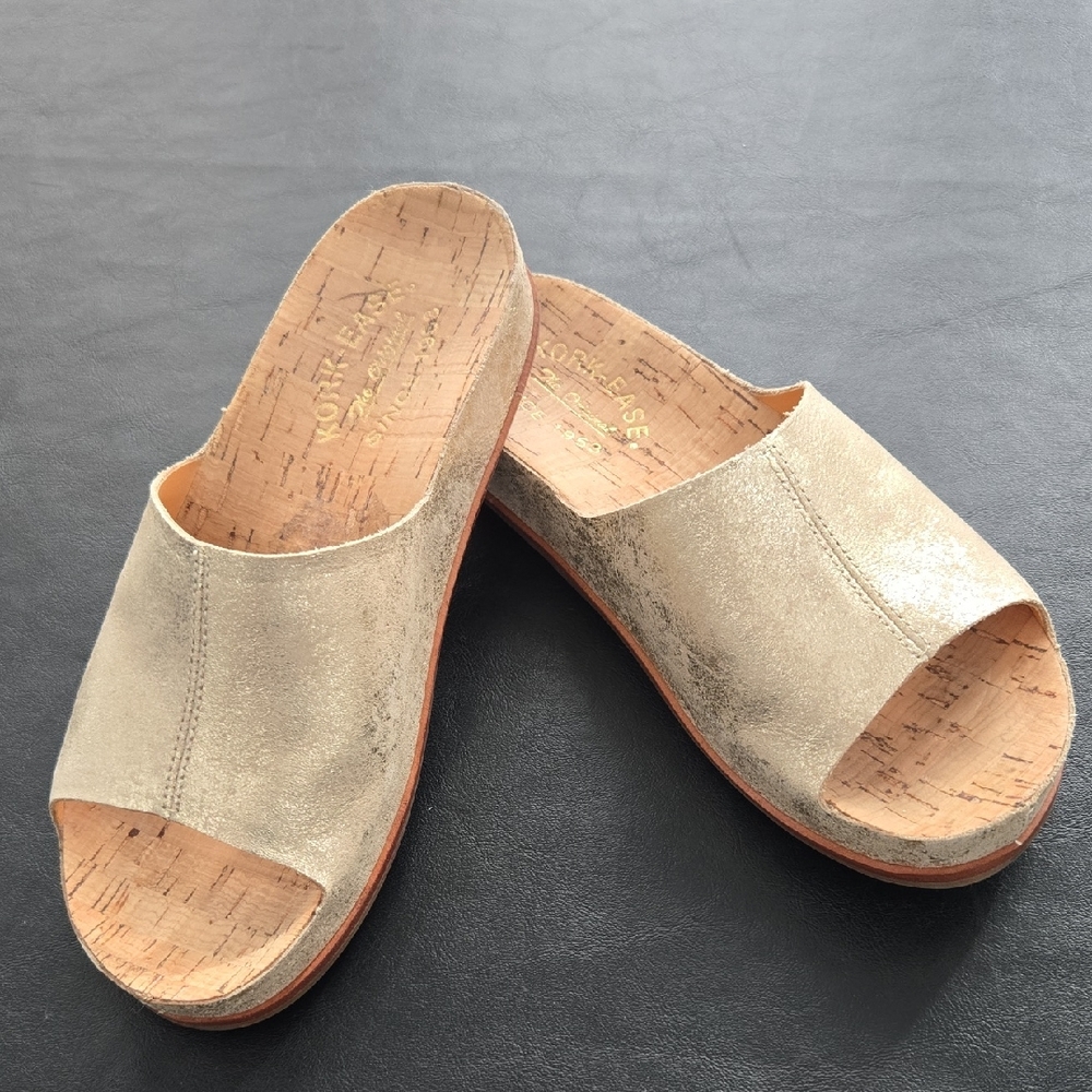Kork-Ease Metallic Gold Mules